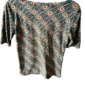 Lularoe small Gigi top . Light blue, orange, black. Legging material. Eyeballs!